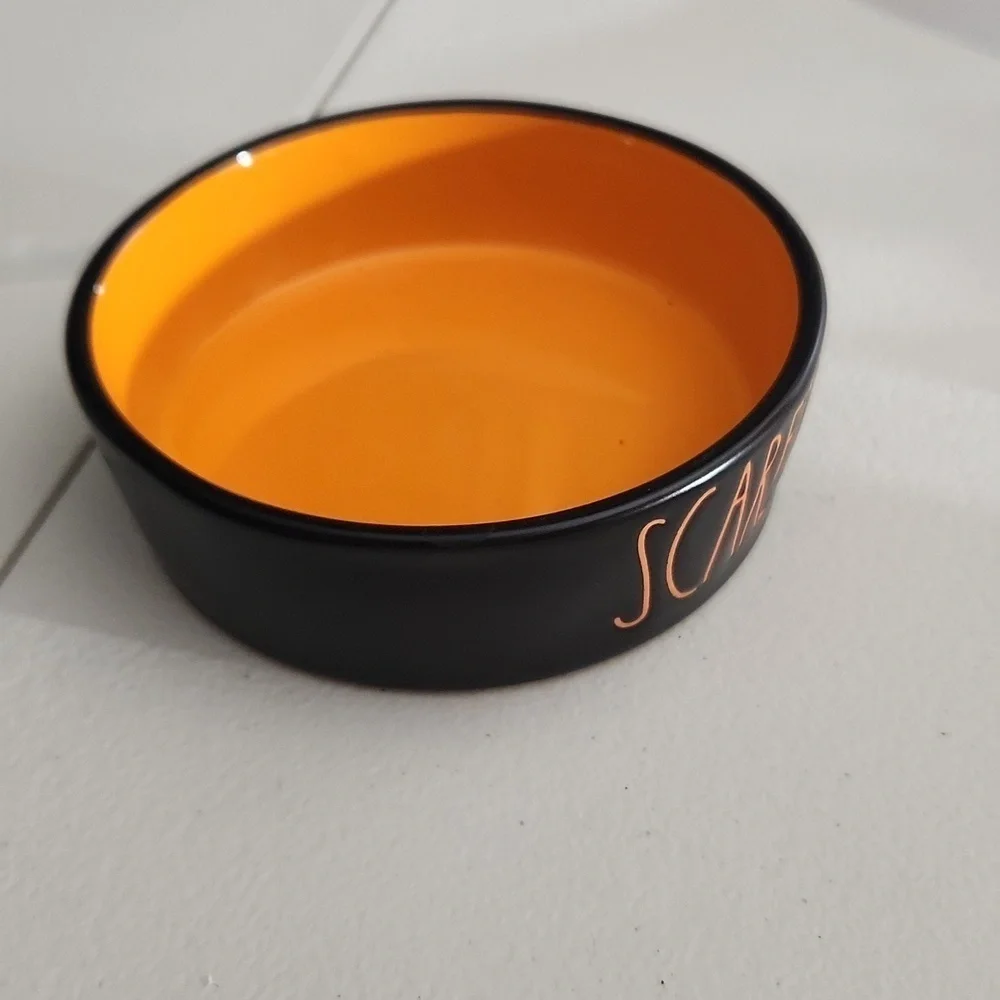 Rae Dunn scaredy cat bowl black orange